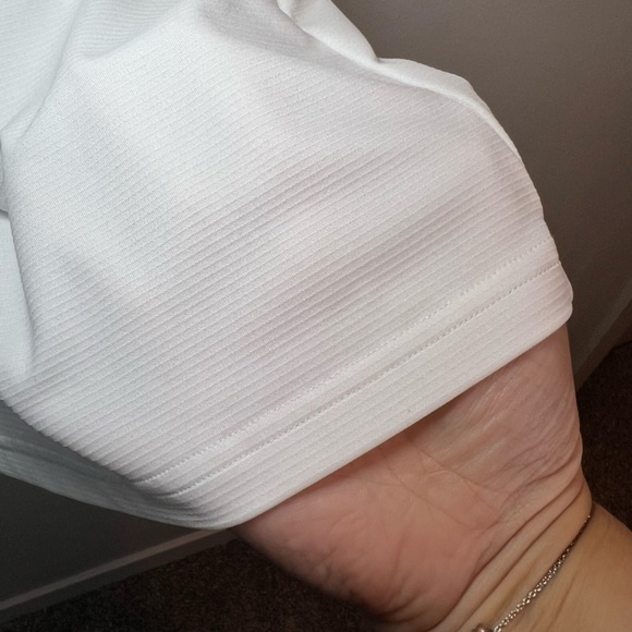 Adidas Womens Primegreen V-Neck Shirt White Base Layer Long Sleeve Stretch Large - Picture 10 of 11